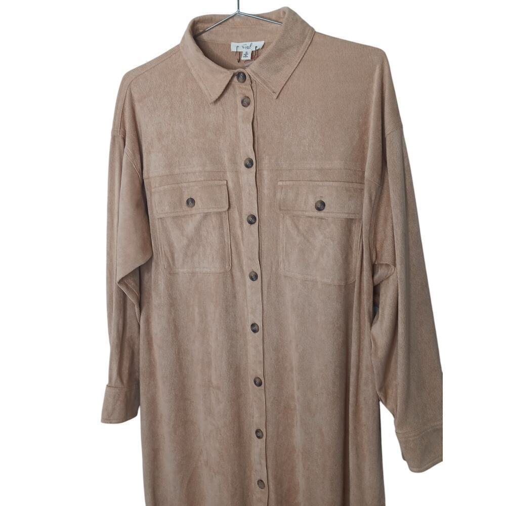 New with Tags Oversized Easel Corduroy Button Down Shirt Dress SZ S - Picture 7 of 15